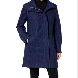 Calvin Klein Asymmetrical Boucle Wool Coat